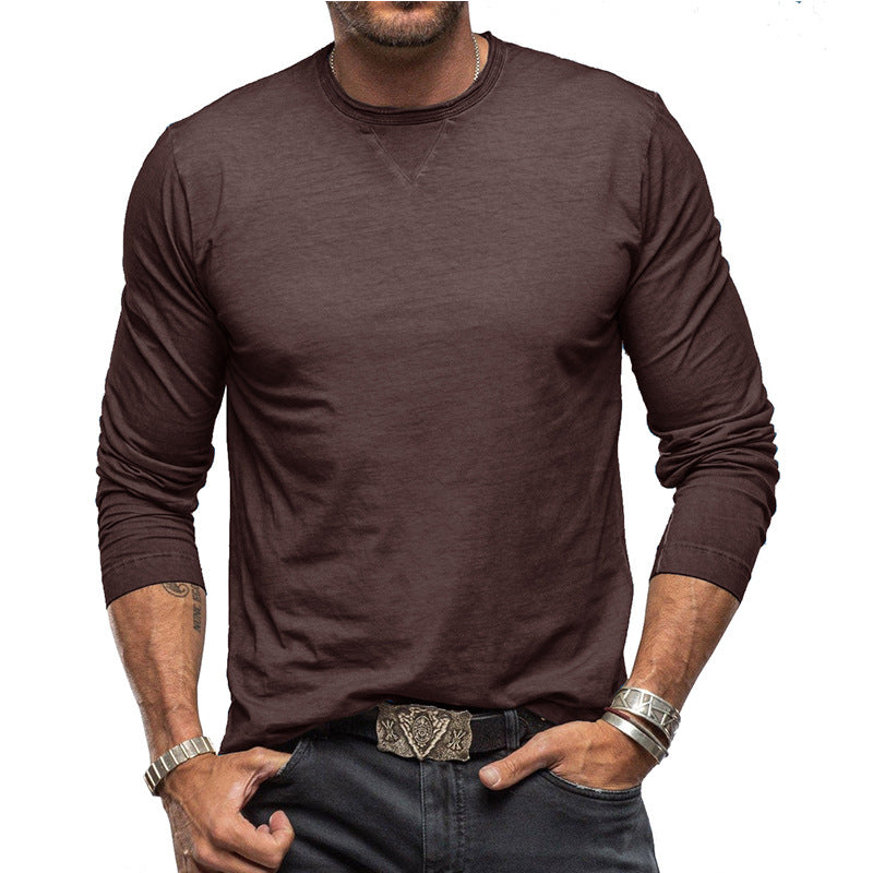 New Men's Long Sleeve Crew Neck T-Shirt Essential Items Practical And Durable