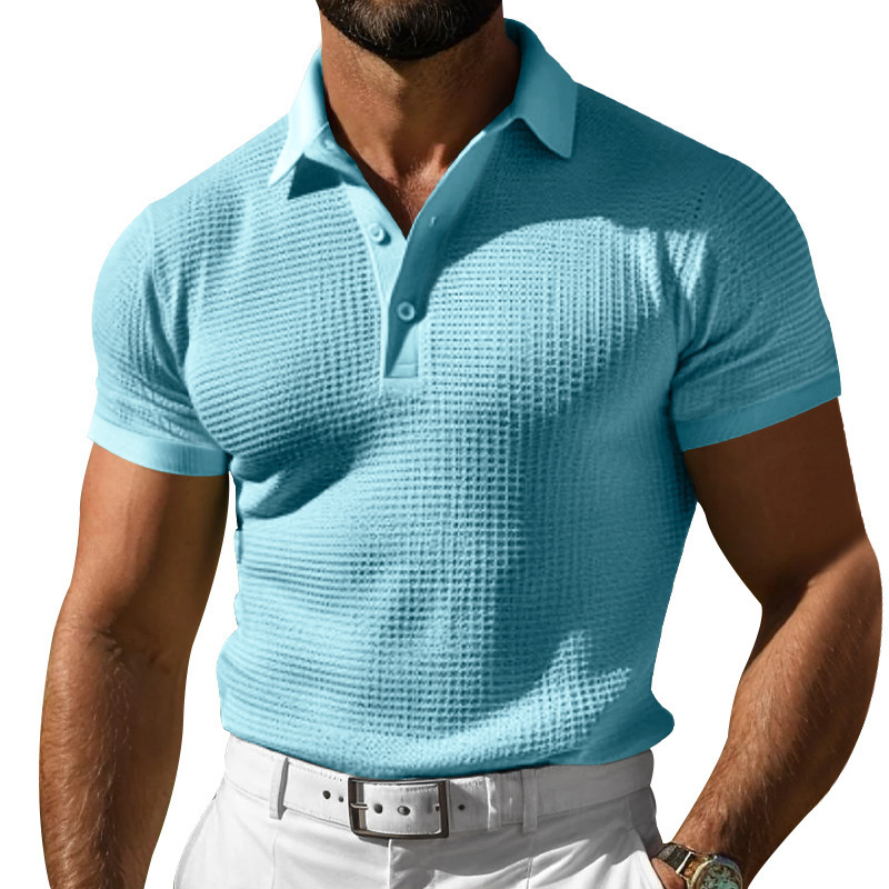 Men's Spring Fashion Classic Retro Textured Fabric Golf Polo Shirt
