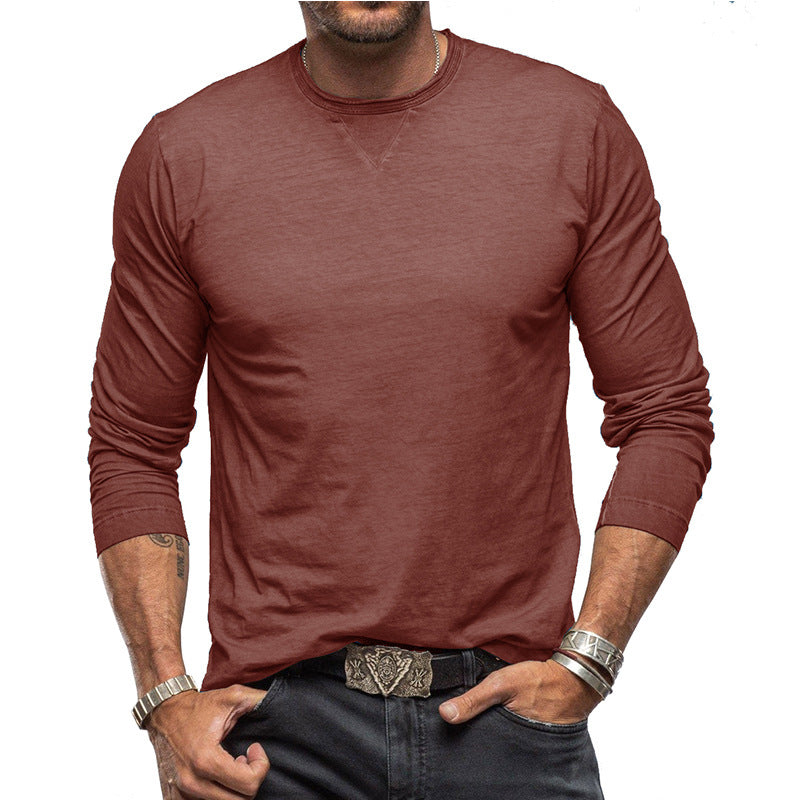 New Men's Long Sleeve Crew Neck T-Shirt Essential Items Practical And Durable