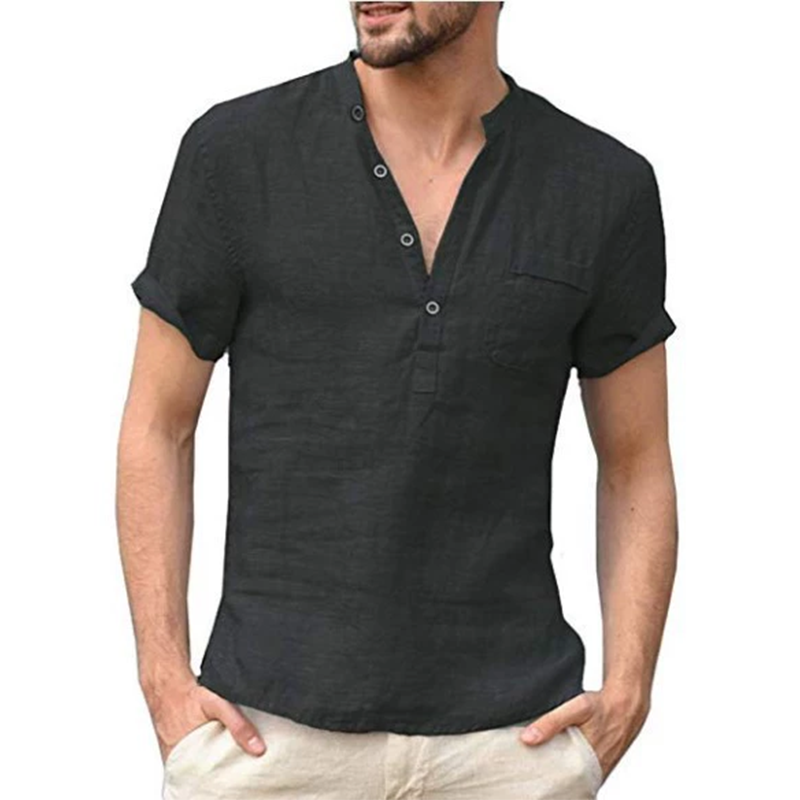 Men's Summer Cotton Linen Shirt - Casual Top For Beach, Travel, Or Urban Style