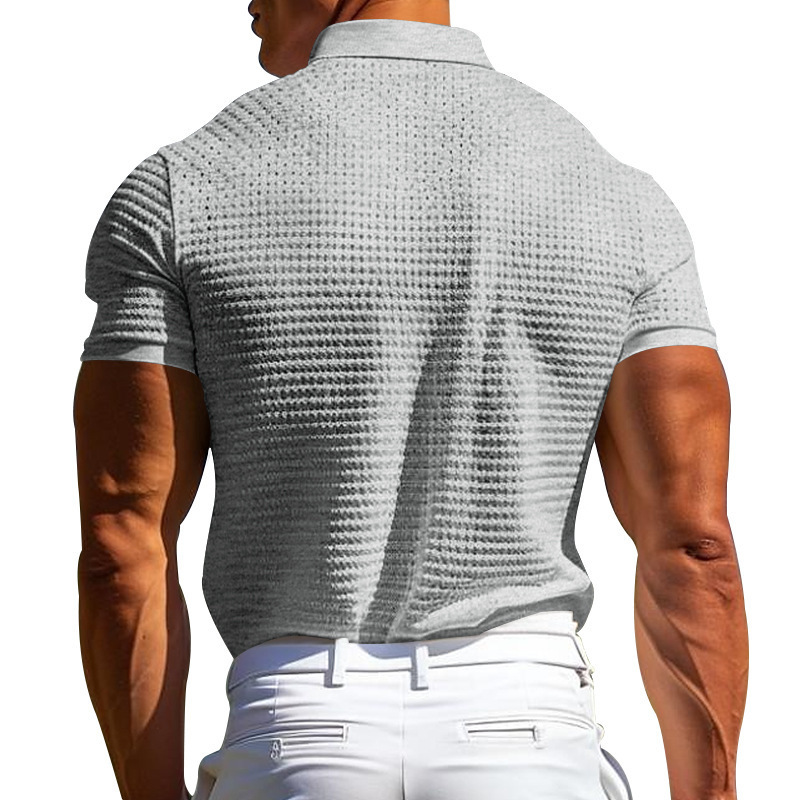 Men's Spring Fashion Classic Retro Textured Fabric Golf Polo Shirt
