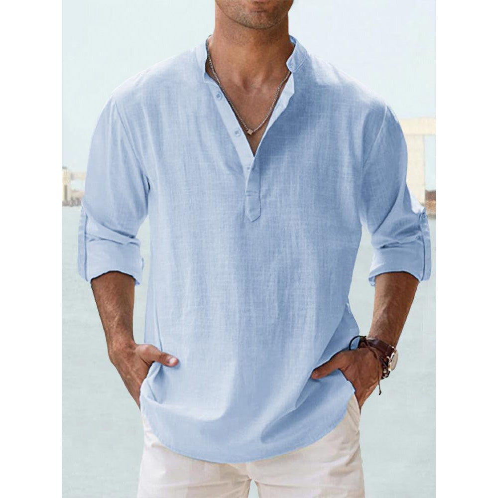 Solid Color Breathable Linen Casual Shirt