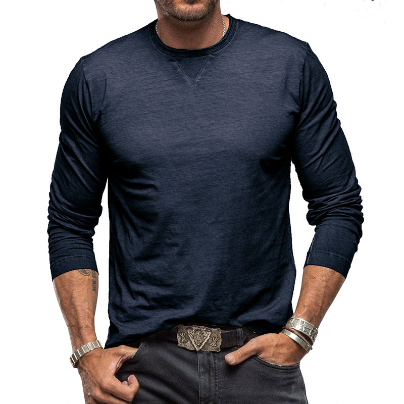 New Men's Long Sleeve Crew Neck T-Shirt Essential Items Practical And Durable