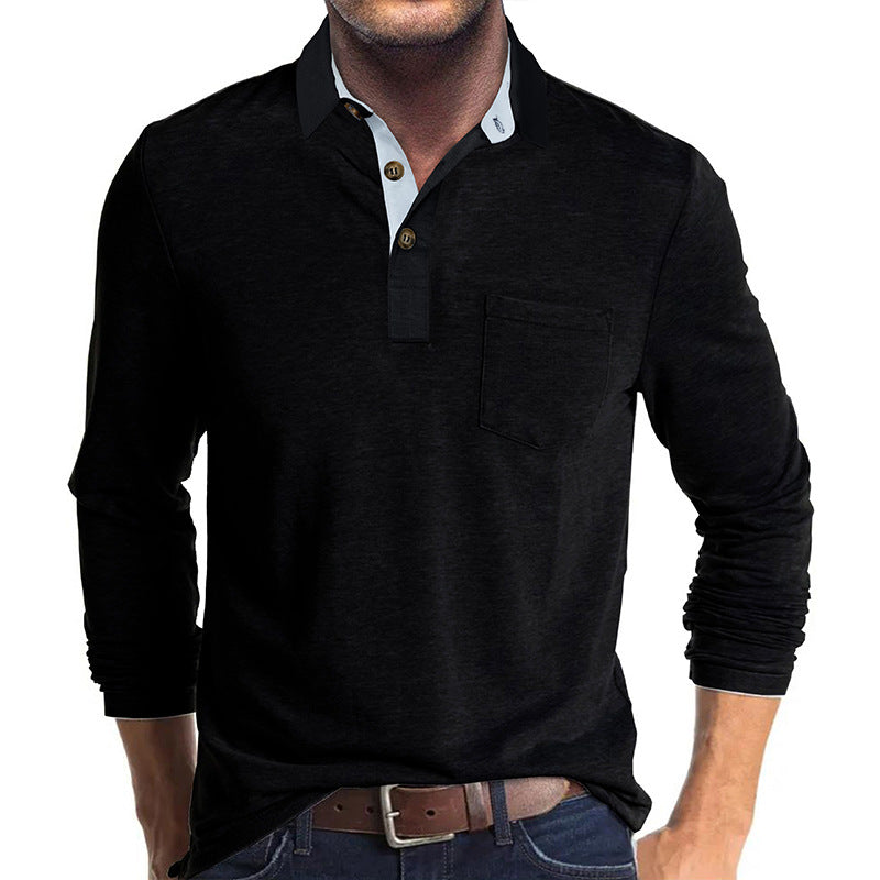Premium Men's Long Sleeve Polo Shirt Casual Business Essential
