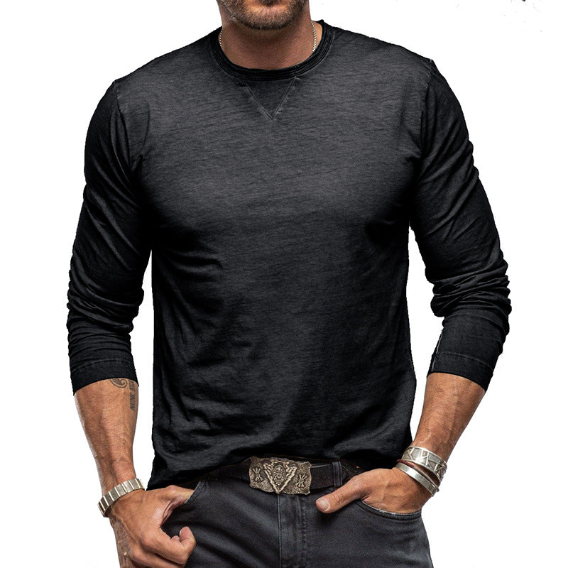 New Men's Long Sleeve Crew Neck T-Shirt Essential Items Practical And Durable