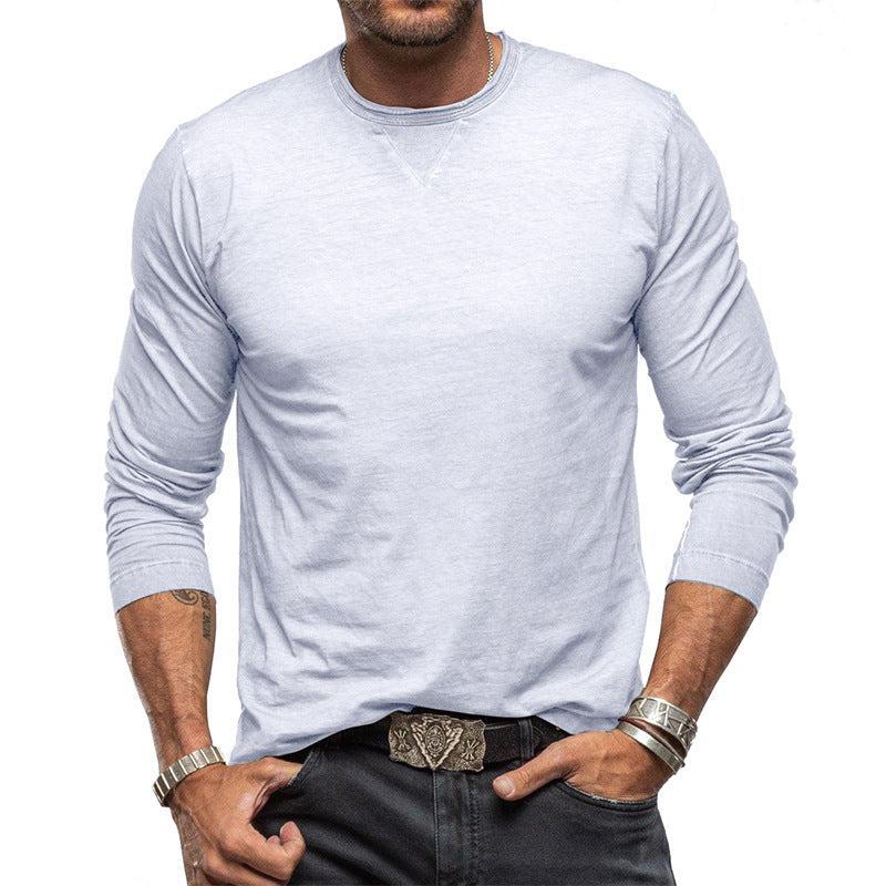 New Men's Long Sleeve Crew Neck T-Shirt Essential Items Practical And Durable