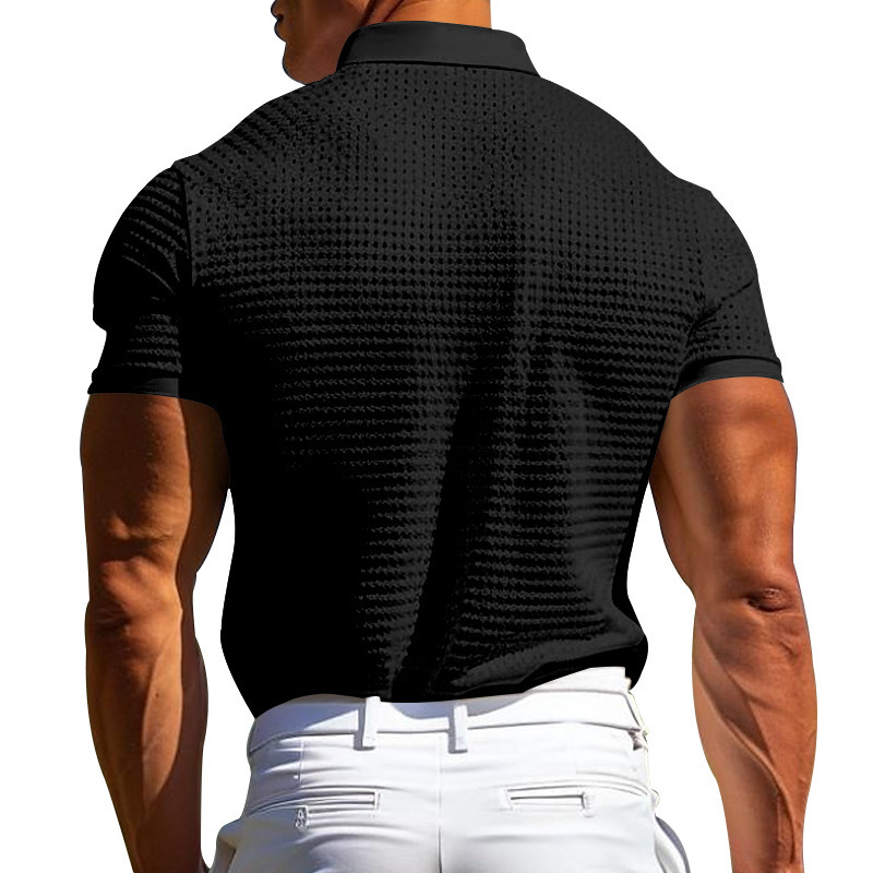 Men's Spring Fashion Classic Retro Textured Fabric Golf Polo Shirt