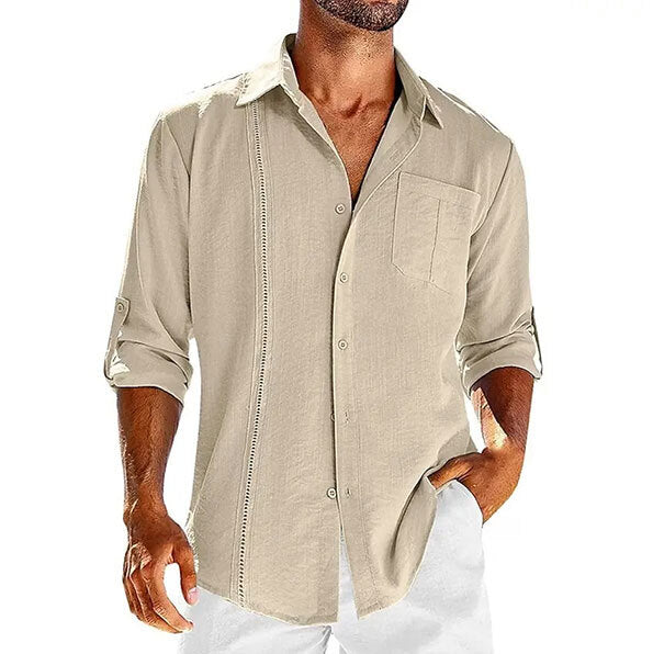 🔥Men's casual zipper design long sleeve shirt