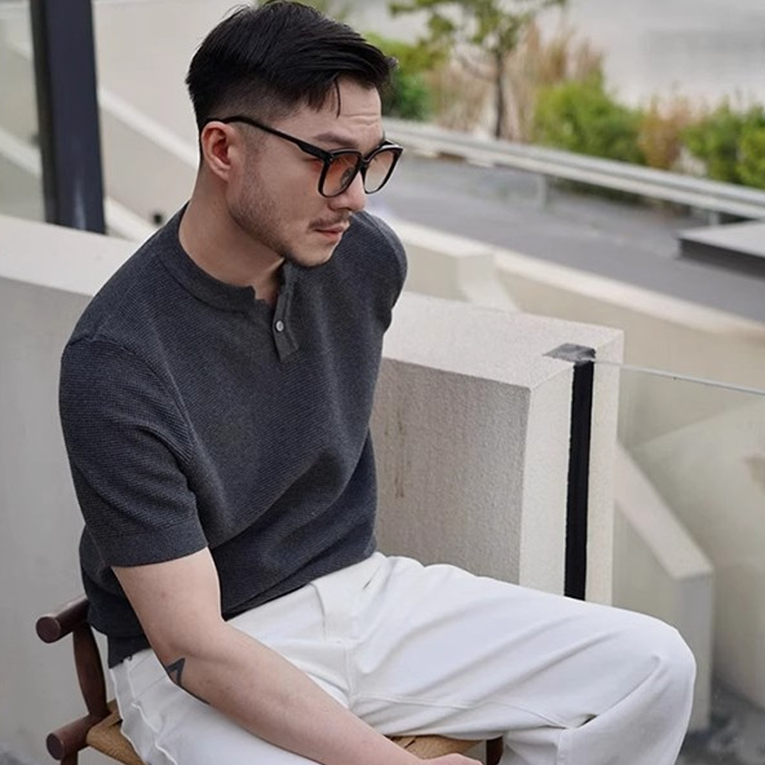 Knitted Short-Sleeved Henley Collar Polo Shirt Mature And Steady Men's T-Shirt