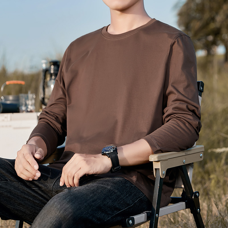 270G Heavyweight Long-Sleeved T-Shirt Men's Spring And Autumn Style Pure Cotton Pullover Bottoming Shirt