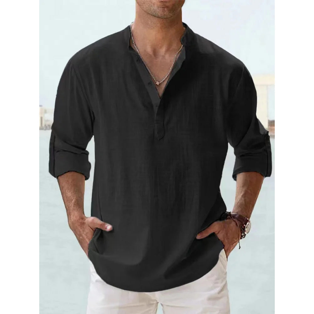 Solid Color Breathable Linen Casual Shirt