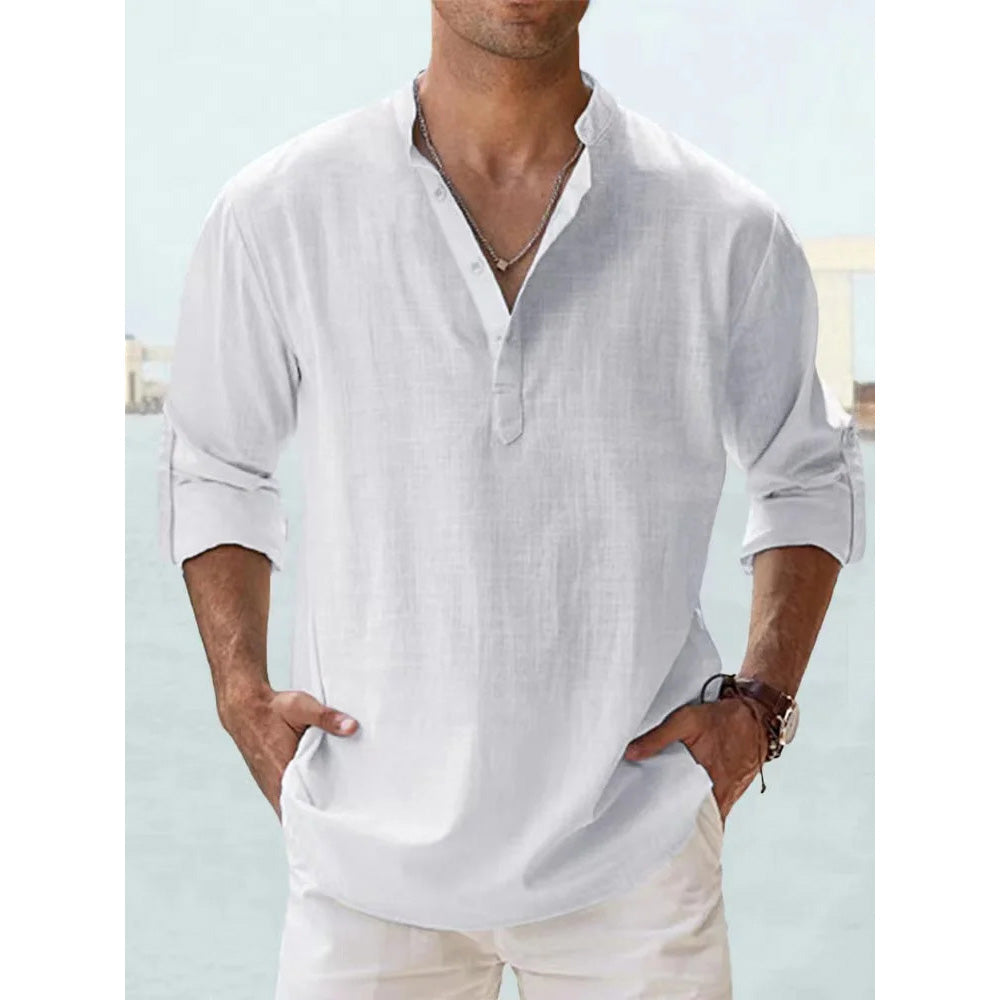 Solid Color Breathable Linen Casual Shirt