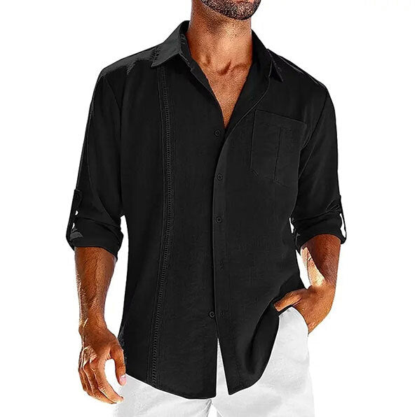 🔥Men's casual zipper design long sleeve shirt