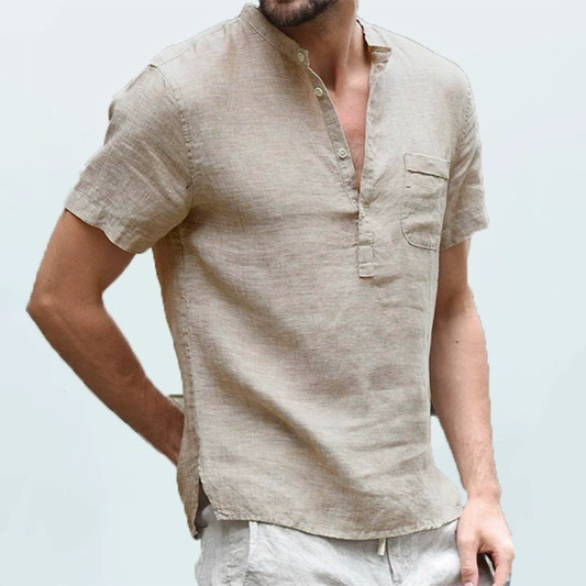 Men's Summer Cotton Linen Shirt - Casual Top For Beach, Travel, Or Urban Style