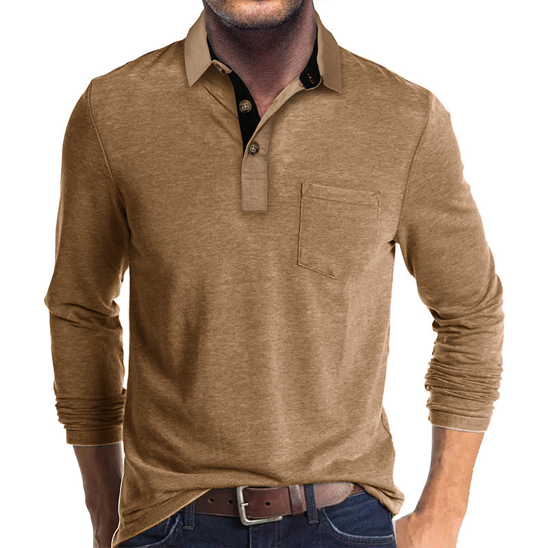 Premium Men's Long Sleeve Polo Shirt Casual Business Essential