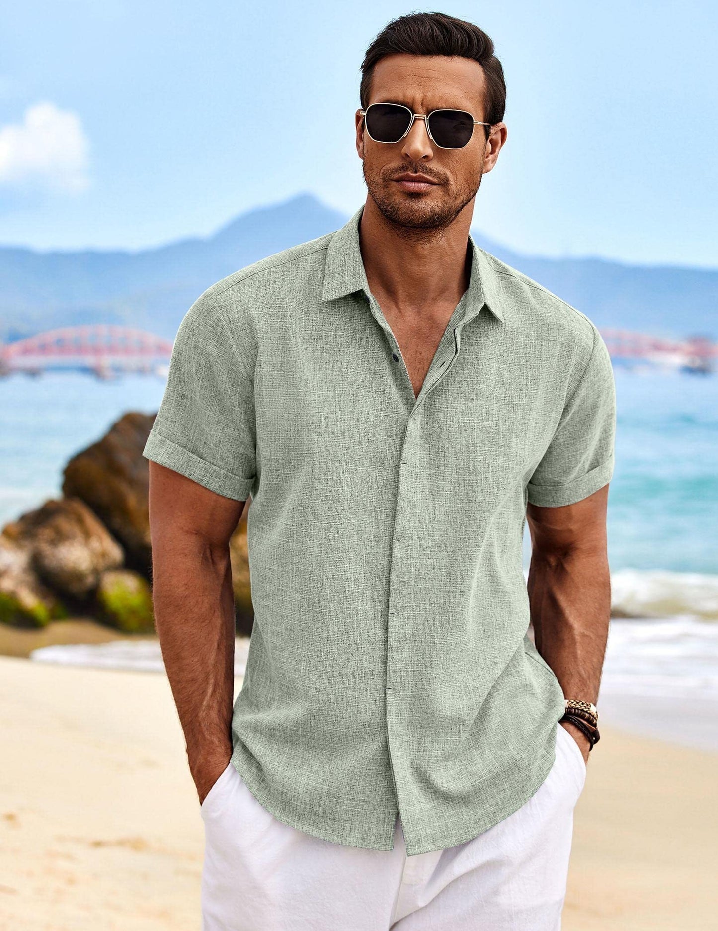 Men's Linen Shirt Short Sleeve Casual Shirt