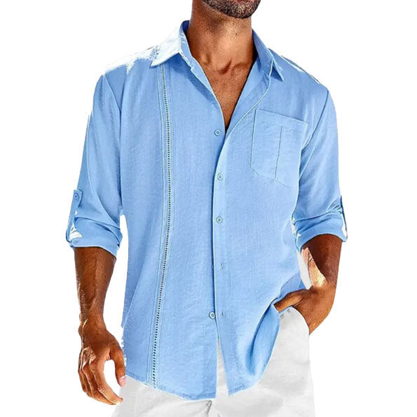 🔥Men's casual zipper design long sleeve shirt