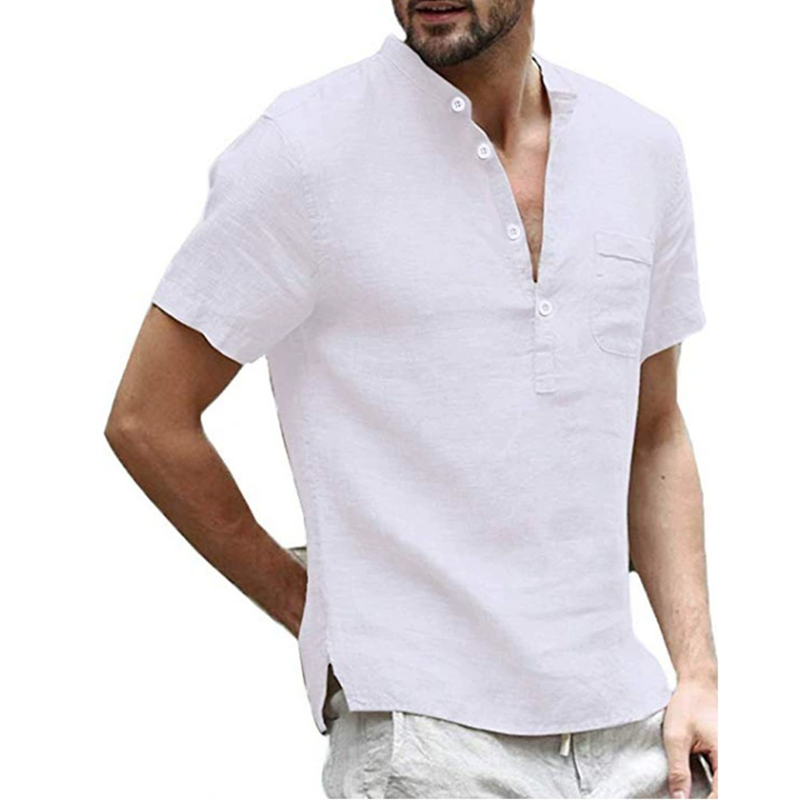 Men's Summer Cotton Linen Shirt - Casual Top For Beach, Travel, Or Urban Style