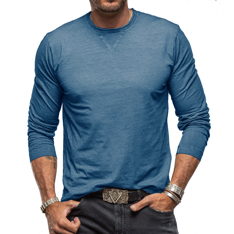 New Men's Long Sleeve Crew Neck T-Shirt Essential Items Practical And Durable