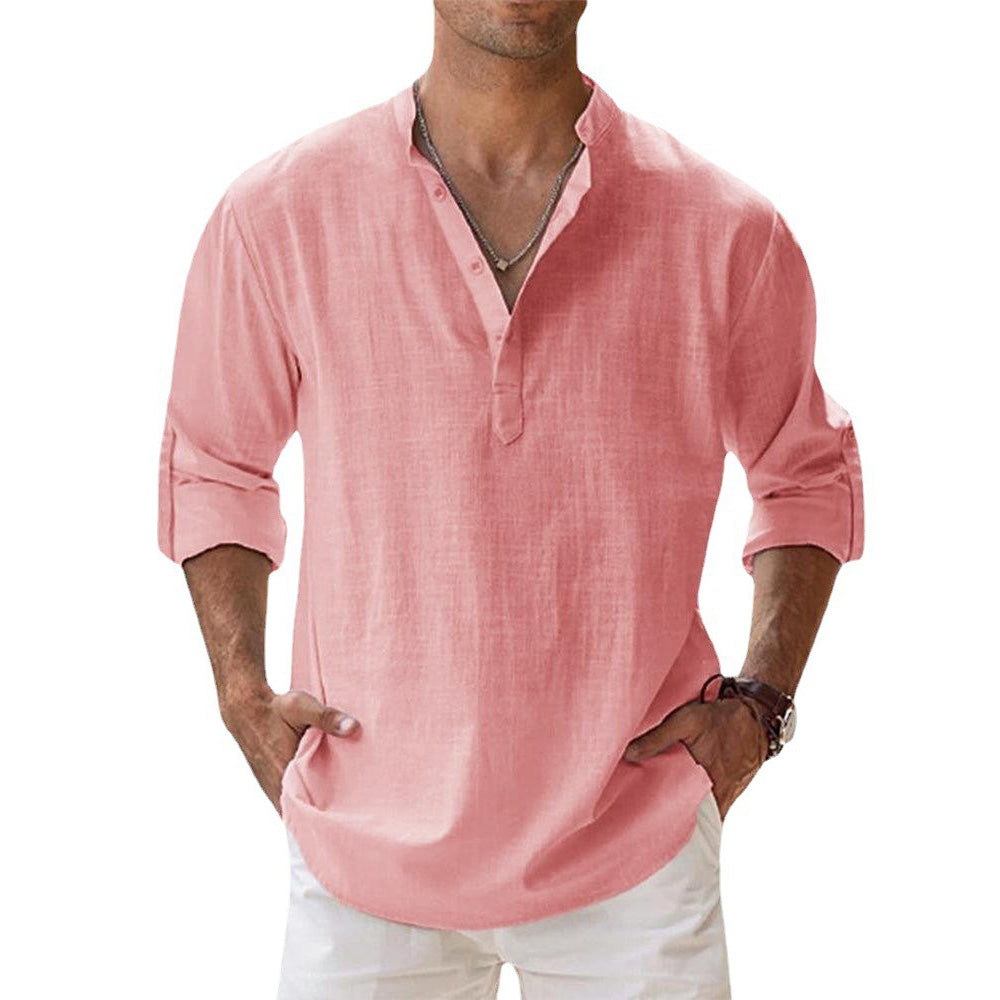 Solid Color Breathable Linen Casual Shirt