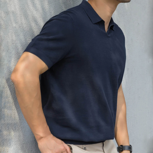 Lyocell Tencel Old Money Style Simple High-end Knitted Short-sleeved POLO Shirt
