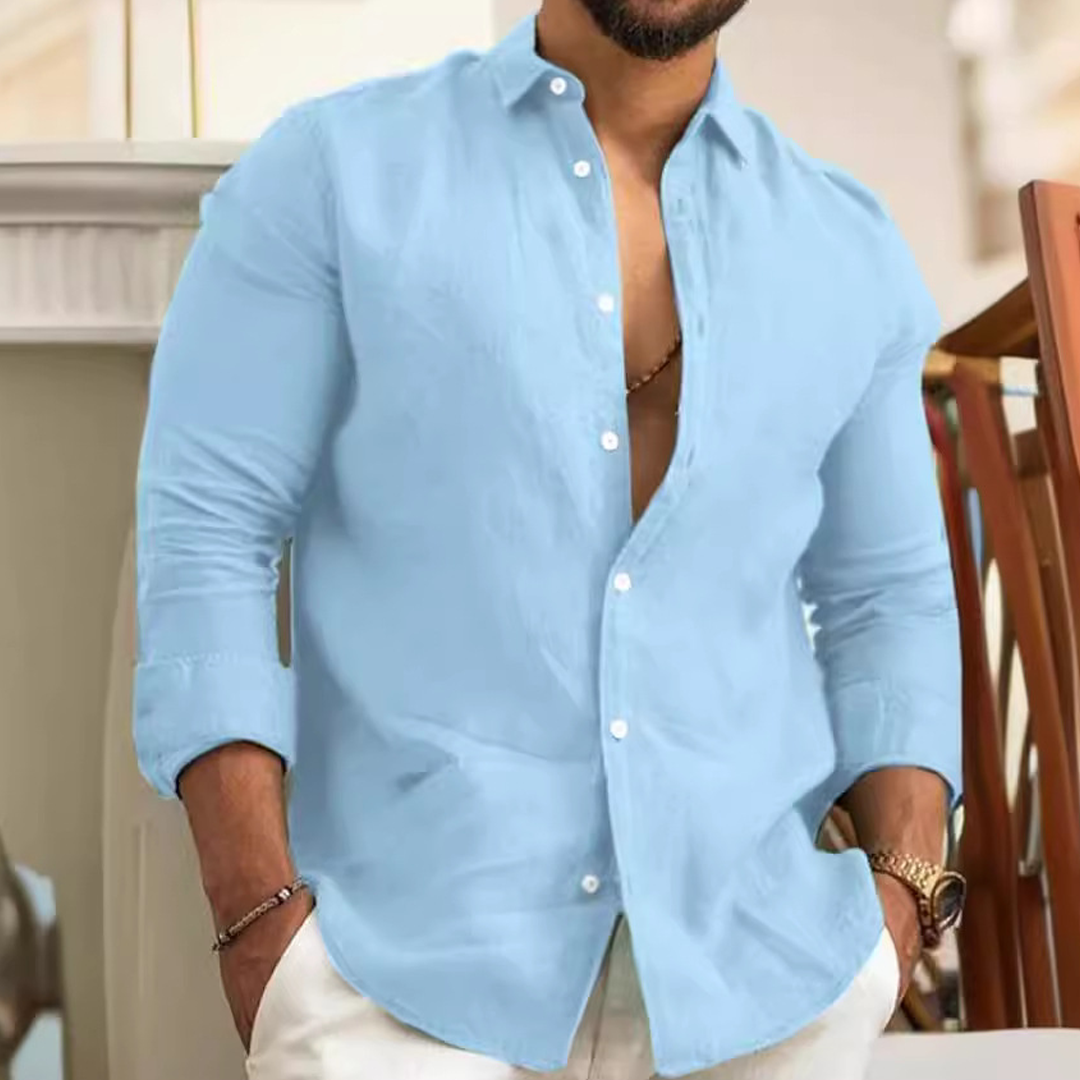 Cotton And Linen Solid Color Men's Shirt Casual Versatile