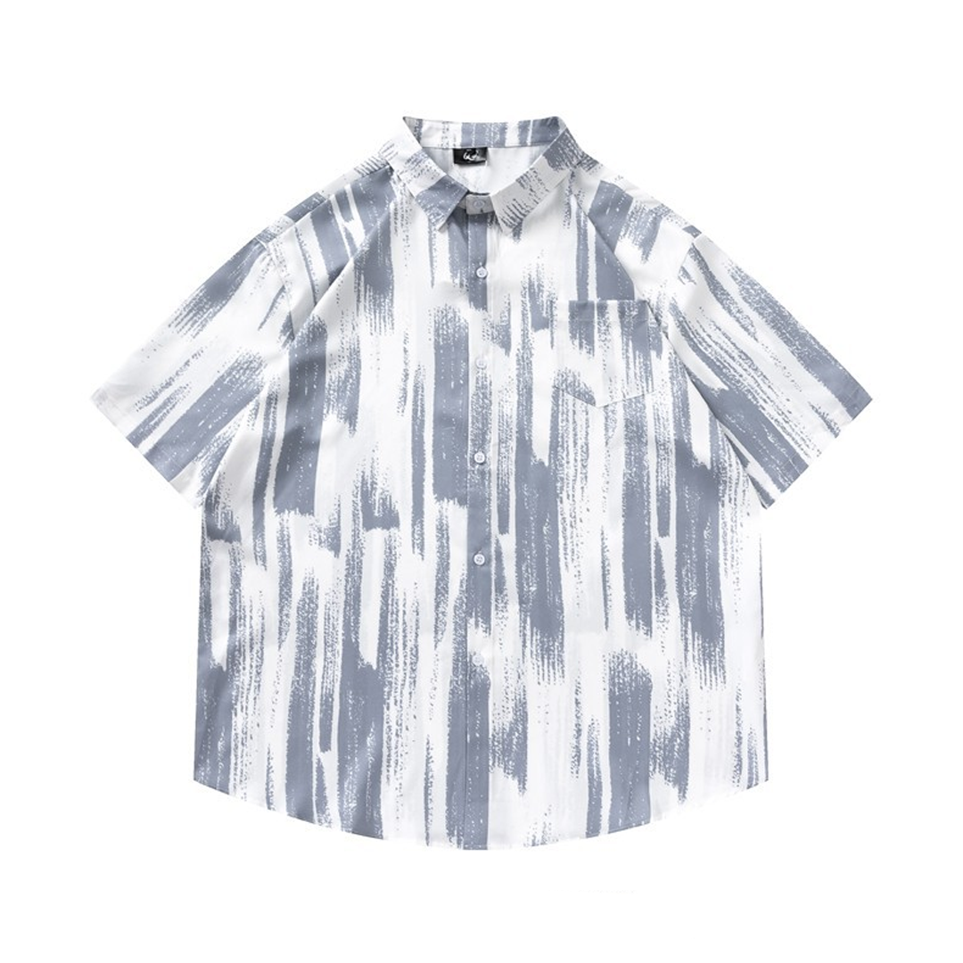 Summer Loose Versatile Tie-Dye Full Print Pattern Beach Resort Style Short-Sleeved Shirt