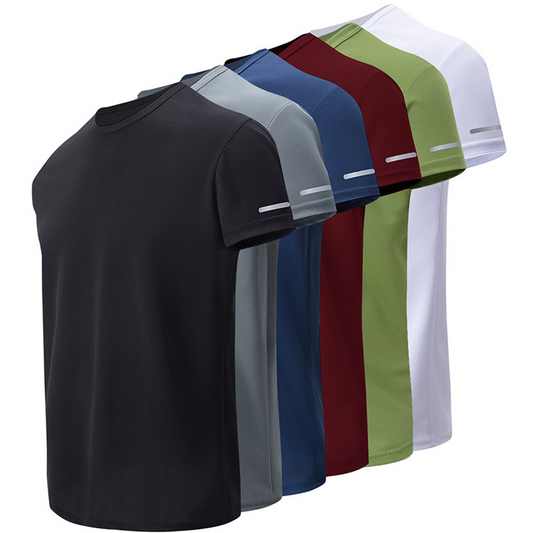 🔥Men's Plain Reflective Design Sports Tee, Breathable Quick Drying Short Sleeve T-shirt