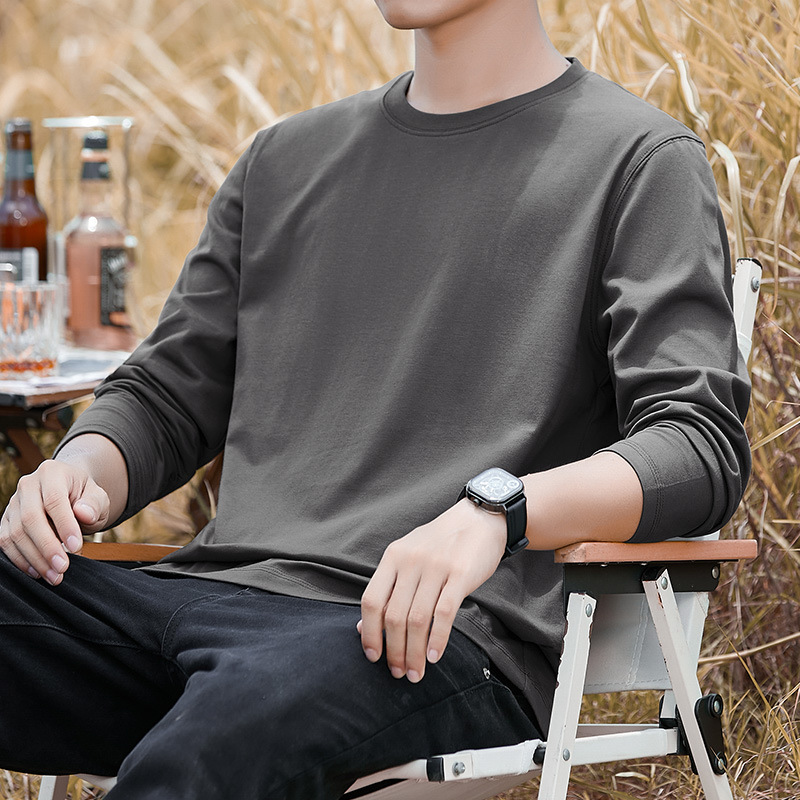 270G Heavyweight Long-Sleeved T-Shirt Men's Spring And Autumn Style Pure Cotton Pullover Bottoming Shirt