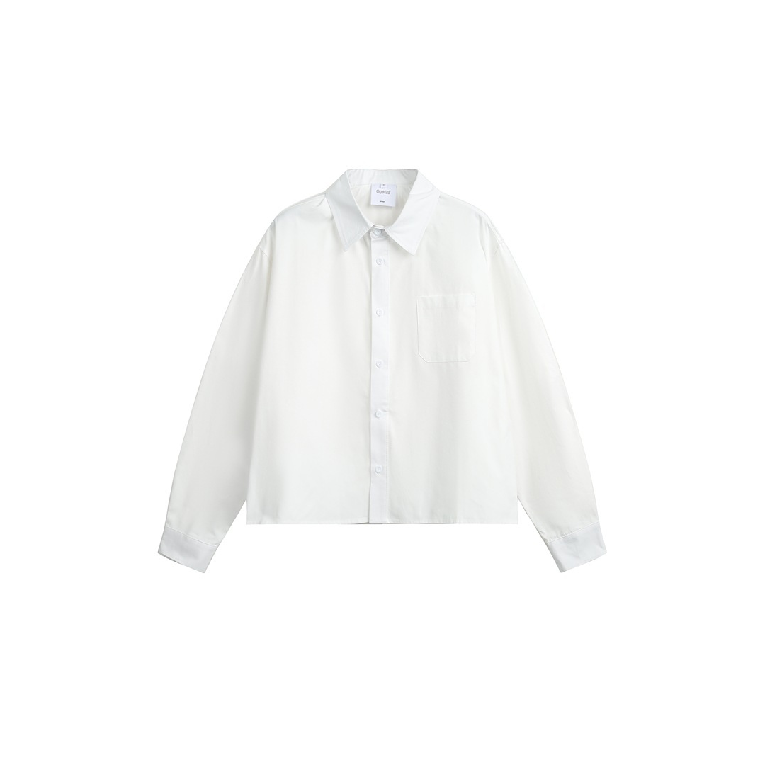 Niche Basic American Retro Pocket Work Shirt Men's Loose Long-Sleeved Short Jacket
