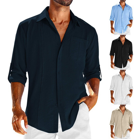 🔥Men's casual zipper design long sleeve shirt