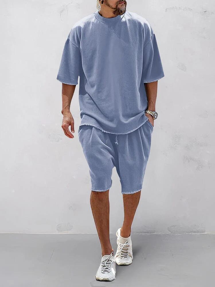 Men's Casual Loose Fit Solid Sports Sets
